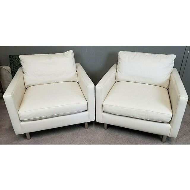 Bradington Young Mid Century Modern Genuine Leather Low Profile Club Chairs Set Of 2 Chairish