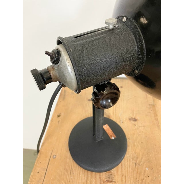 Vintage Industrial Black Enamel Table Lamp, 1950s For Sale - Image 10 of 14