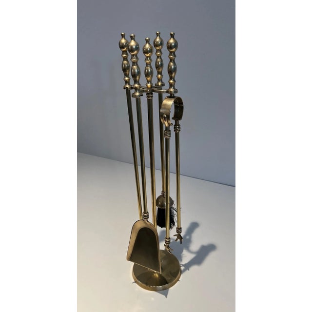 1970s Brass Fireplace Tools - 5 Pieces For Sale - Image 5 of 13