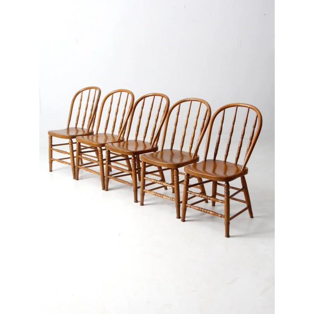 Antique Bow Back Windsor Dining Chairs Set of 5 For Sale - Image 6 of 12