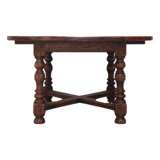 19th Century English Oak Baroque Round Dining Table For Sale