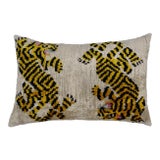 Contemporary Tiger Print Velvet Throw Pillow + Down Insert For Sale