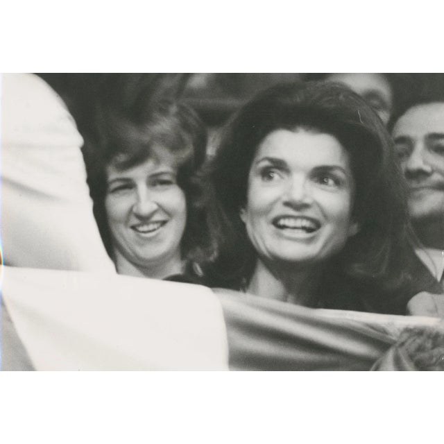 1970s Jackie Kennedy Onassis, Madison Square Garden, 1970s, Black and White Photograph For Sale - Image 5 of 5