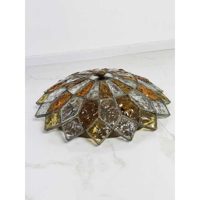 1970s Large Murano Glass 6-Light Ceiling Lamp in the style of Poliarte, 1970s For Sale - Image 5 of 12