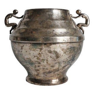 Art Deco Silver-Plated Globe Vase with Handles, Sweden, 1950s For Sale