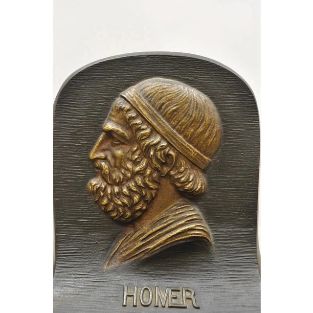 Early 20th Century Vintage Bradley & Hubbard Cast Iron Dante and Homer Bookends - A Pair For Sale - Image 5 of 12