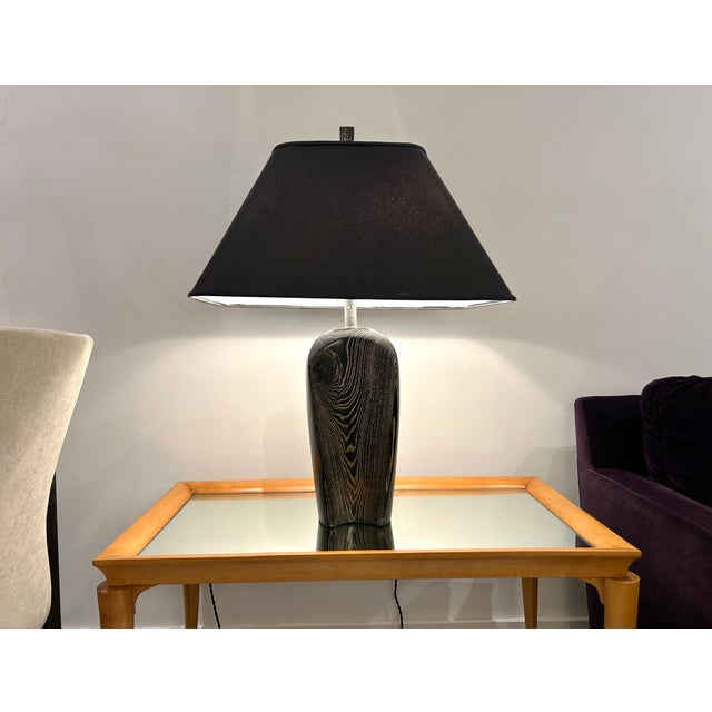 Mid-Century Modern Ebonized Oak Table Lamp, Usa 1970s For Sale - Image 3 of 11