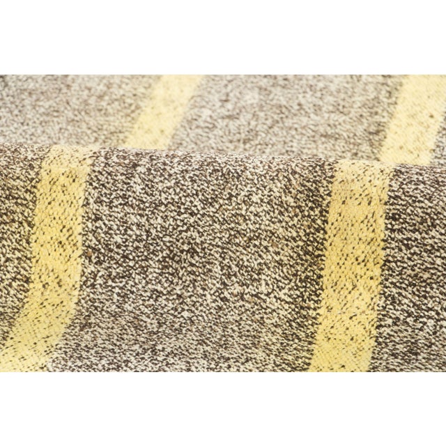 Vintage Turkish Kilim Wool Rug With Gold Stripes by Rug & Kilim, 1950-1959 For Sale In New York - Image 6 of 8