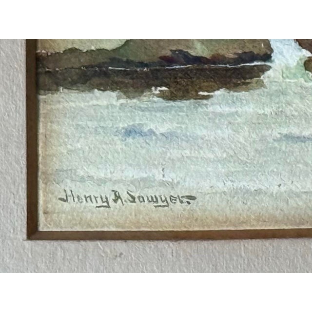 Henry R. Sawyer Antique Framed Seascape Watercolor For Sale - Image 4 of 10