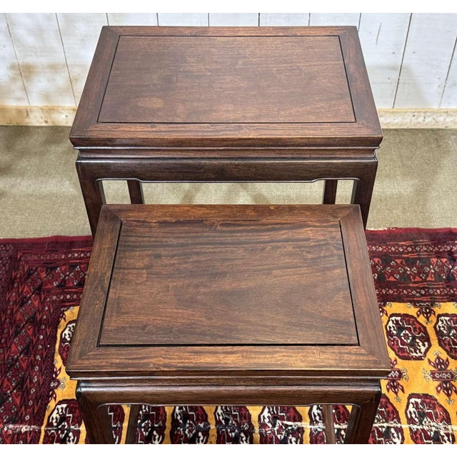 Brown Nesting Mahogany Tables, 1970s, Set of 4 For Sale - Image 8 of 14