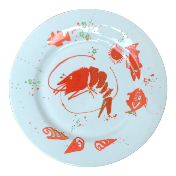Vintage Postmodern Porcelain Plate with Subvention Decor by René Fehr for Lengsfeld Porzellan, 1990s For Sale