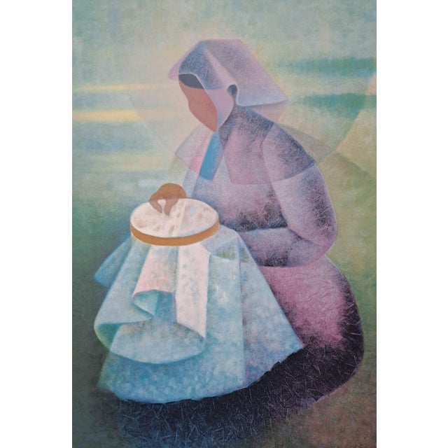 Louis Toffoli (1907-1999) the embroiderer Original lithograph on Arches wove paper, cream Signed and numbered in pencil by...
