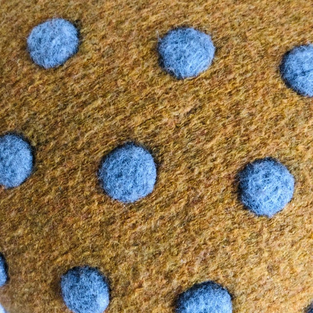 Yellow Mushroom Ottoman in Wool Ochre Dot For Sale - Image 8 of 13