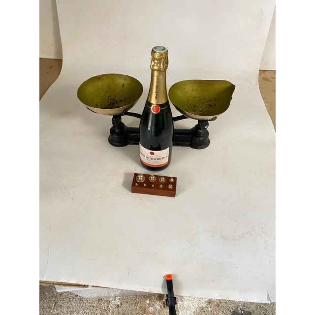 19th Century Scale with Weights in Iron and Brass, France, Set of 11 For Sale - Image 11 of 13
