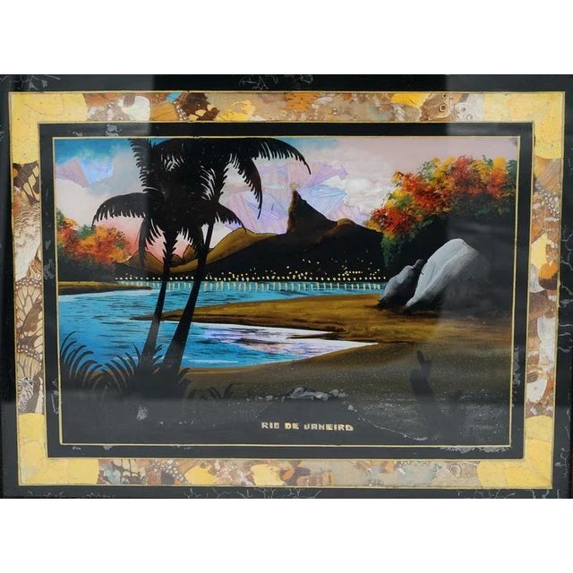 Large Vintage Morpho Butterfly Wings Serving Tray For Sale - Image 7 of 10