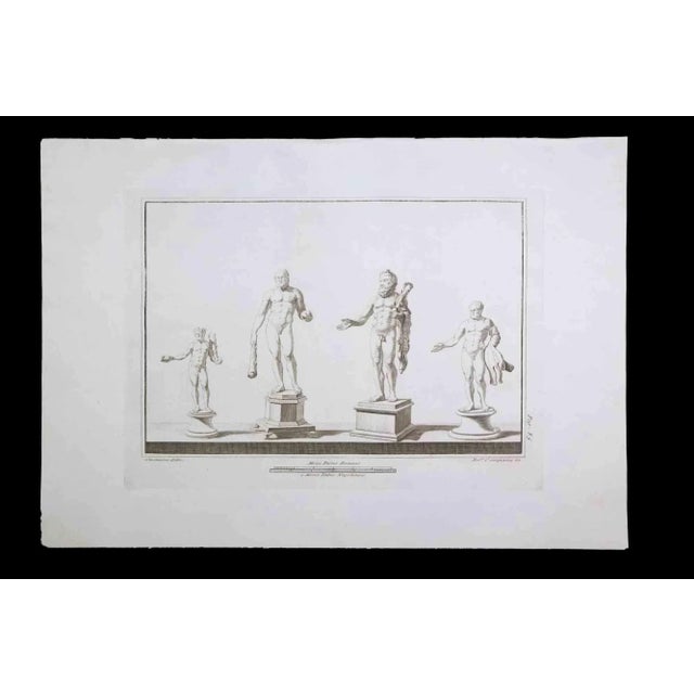 Ancient roman statues, from the series "antiquities of herculaneum", is an original etching on paper realized by giacomo...