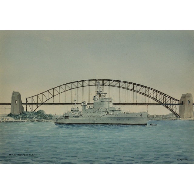 Commander eric erskine campbell tufnell rn. english ( b.1888 - d.1979 ). hms newcastle in sydney harbour, december 1956....