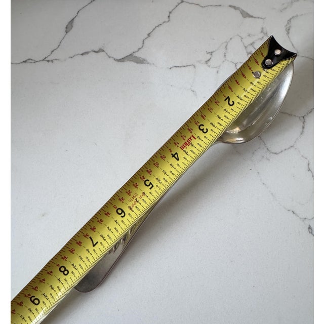 Antique Orfevrerie Christofle "Canaux Laurier" Monogramed Cutlery Set of 24 - 12 Dinner Knife and 12 Fork - 8" Long For Sale - Image 9 of 11