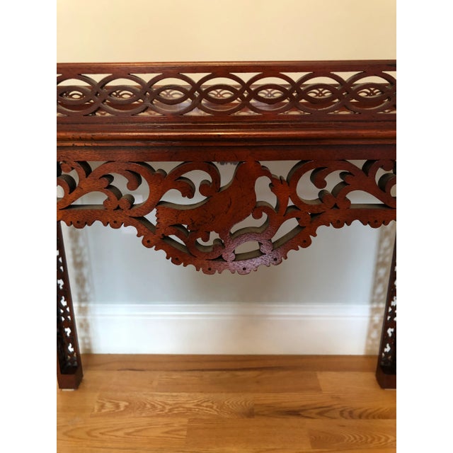 Wood Baker Furniture Chippendale Style Mahogany Table With Pierced Fretwork For Sale - Image 7 of 12