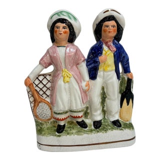 Vintage English Staffordshire Tennis and Cricket Players - Hand Painted Figurines For Sale