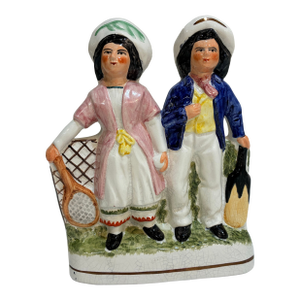 Vintage English Staffordshire Tennis and Cricket Players - Hand Painted Figurines