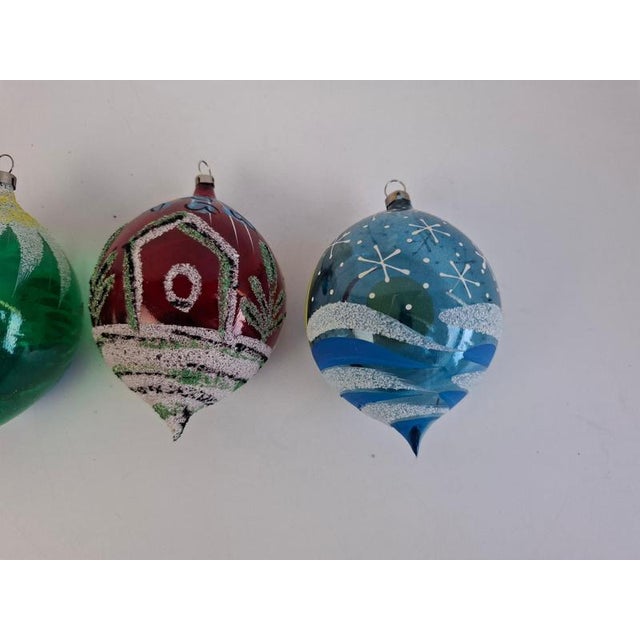 Gold Vintage Czechoslovakian Glass Christmas Diorama Ornaments, 1960, Set of 6 For Sale - Image 8 of 18