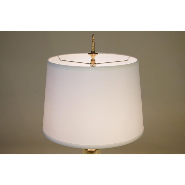 1930s Mutual Sunset Lamp Co. French Empire Deco Neoclassical Green Onyx Marble Brass Table Lamp For Sale - Image 9 of 13