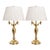 Vintage Tall Heavy Brass Three Arm Bouillotte Lamps With Creamy Off White Pleated Shades - a Pair For Sale