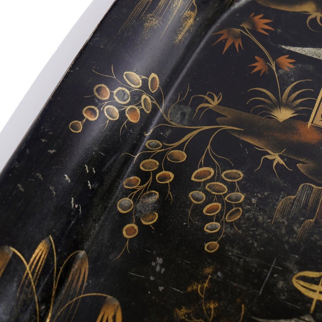 English Chinoiserie Rolled Rim Tole Tray, C. 1830 For Sale - Image 4 of 14