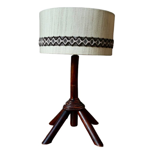 Tripod Rattan Lamp, 1970s For Sale