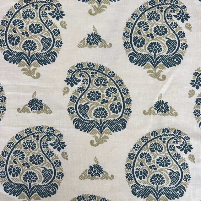 Contemporary Designer Casa Branca Udaipur Paisley Linen Fabric - By the Yard For Sale - Image 3 of 6