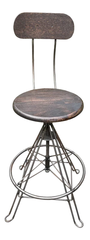 Vintage Mid Century Adjustable Industrial Iron Swivel Drafting Stool