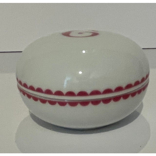Italian Richard Ginori round porcelain trinket box with the Initial C (or G). Marked on the bottom. Combined shipping...