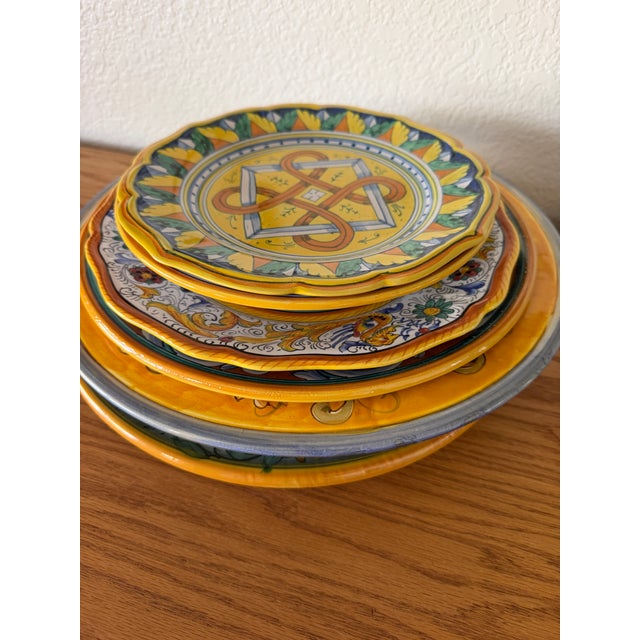 Yellow Set of 6 Italian Decorative Italian Wall Plates – Made for Cottura For Sale - Image 8 of 8