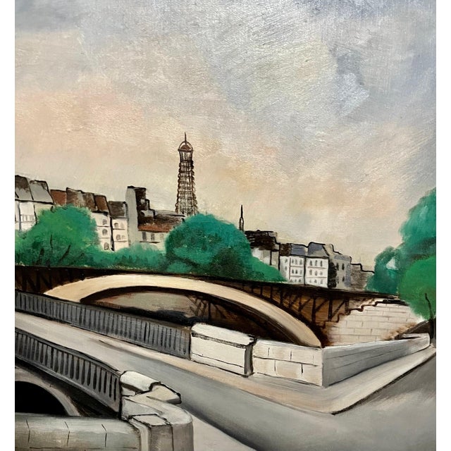 Textile Morris Kantor, 1927 Oil Painting Eiffel Tower Paris American Modernist Wpa Artist Morris Kantor, 1927 For Sale - Image 7 of 12