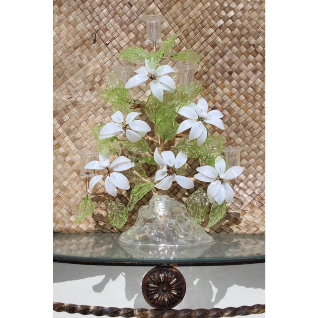 Mid 20th Century 20th Century Italian/Venetian Blown Glass Botanical Candelabra For Sale - Image 5 of 8