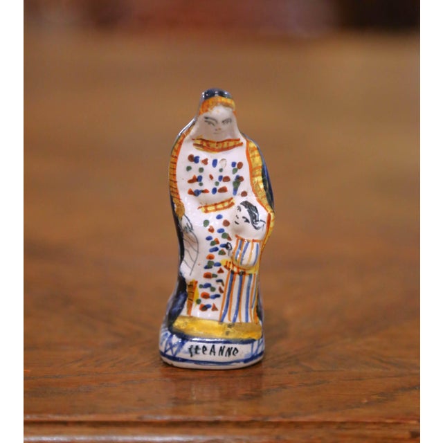 19th Century French Quimper Faience Virgin Mary and St. Anne Figures, Set of Six For Sale - Image 9 of 16