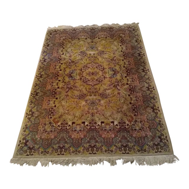 Kashmir Indo Kerman Wool Rug-4′ × 6′ For Sale