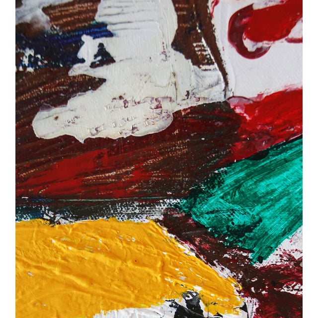 Contemporary Matrix. XVII Framed Abstract Surreal Red & Yellow Painting For Sale - Image 3 of 5