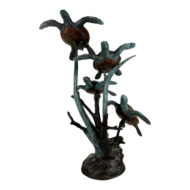 Four Sea Turtles, Large Bronze Sculpture – 62” H For Sale