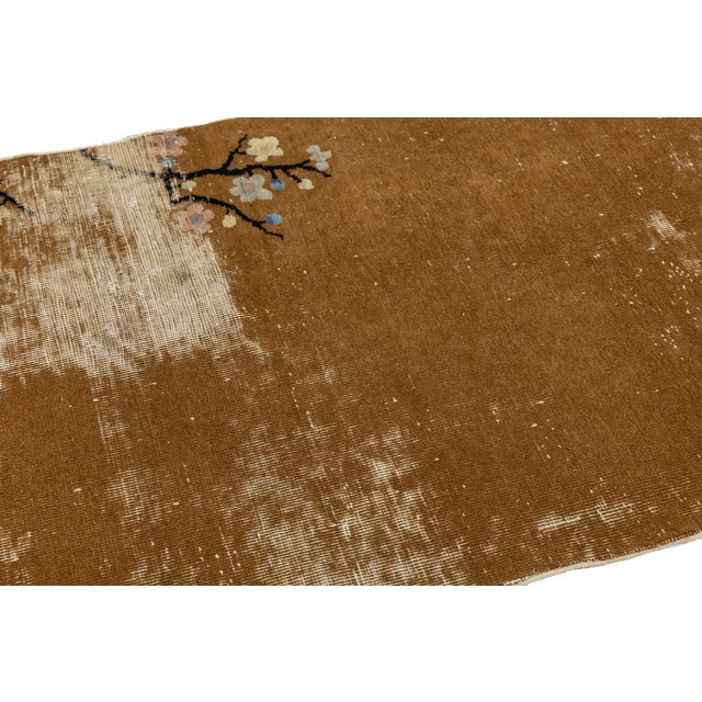 Earthy Tones Antique Art Deco Chinese Nichols Style Runner – Hand-Knotted Wool For Sale In New York - Image 6 of 9