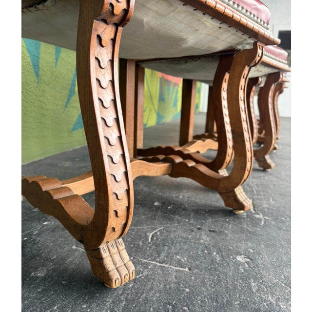 Spanish Revival Leather Dining Chairs - 6 For Sale - Image 12 of 13