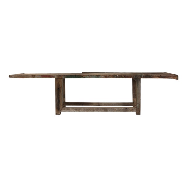 Industrial Oak Workbench with Exceptional Patina, Belgium, 1850 For Sale