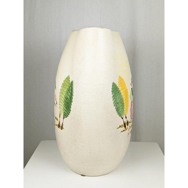Mid-Century Hand-Painted Ceramic Vase or Umbrella Stand by L. Poggi Assalini for CE AS Albisola, Italy, 1950s For Sale - Image 6 of 17