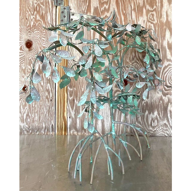 Vintage Boho Patinated Metal Mangrove Wall Sculpture For Sale - Image 4 of 8