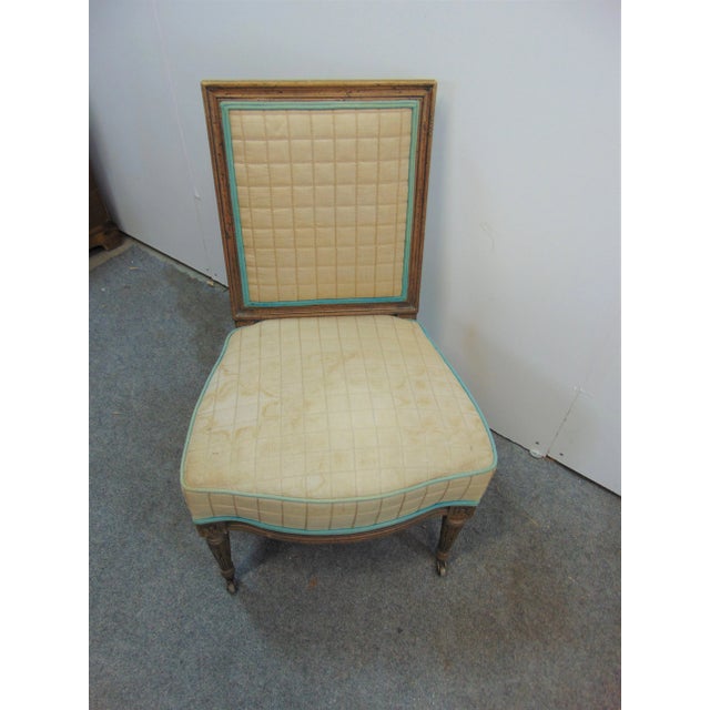 French Louis XVI Style Upholstered Slipper Chair For Sale - Image 3 of 7