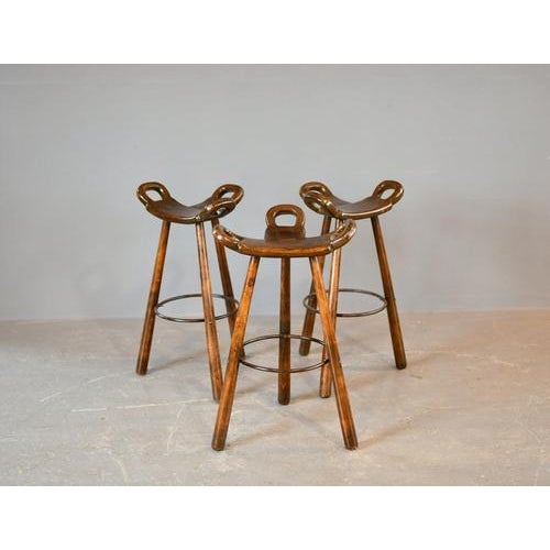 Mid-Century Modern Brutalist Marbella Bar Stools by Sergio Rodrigues, 1970s, Set of 3 For Sale - Image 11 of 11
