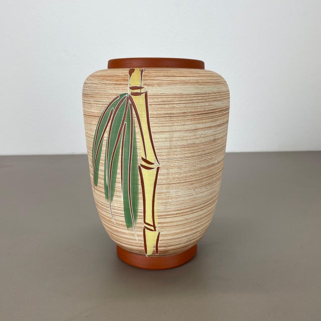 Colorful Abstract Bamboo Ceramic Pottery Vase by Eiwa Ceramics, Germany, 1960s For Sale - Image 14 of 18