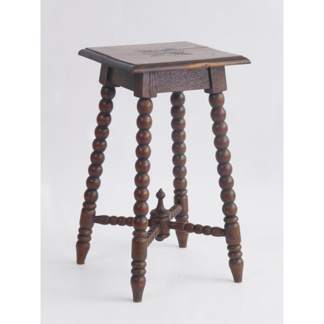 1920s Vintage Wooden Bobbin Carved Plant Stand, 1920s For Sale - Image 5 of 8