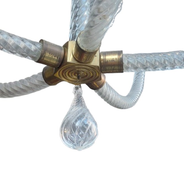 Mid-Century Modern Vintage Brass Chandelier from Barovier and Toso, 1940 For Sale - Image 3 of 6